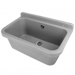 Izlietne no polipropilēna 55*34*21 pelēka,komplektā ar sifonu un stiprinājumiem